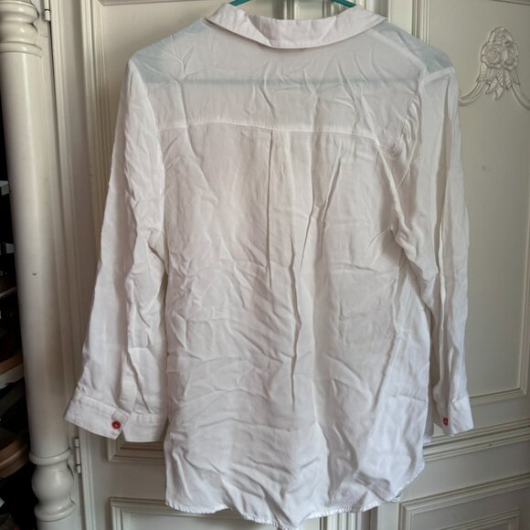 Modcloth white top w/ embroidered fox at the pocket, women's size large - Picture 2 of 8